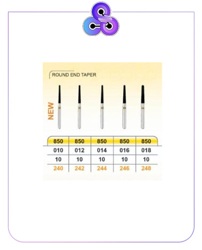 فرز الماسه پرداخت زرد ROUND END TAPER 850 بسته پنج عددی